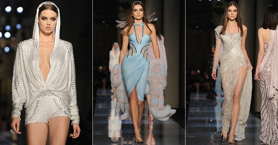 19 jan. 2014 - Modelos desfilam looks da Versace para o Verão 2014 durante a semana de alta-costura de Paris - Getty Images