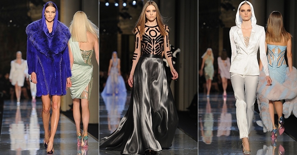 19 jan. 2014 - Modelos desfilam looks da Versace para o Verão 2014 durante a semana de alta-costura de Paris - Getty Images