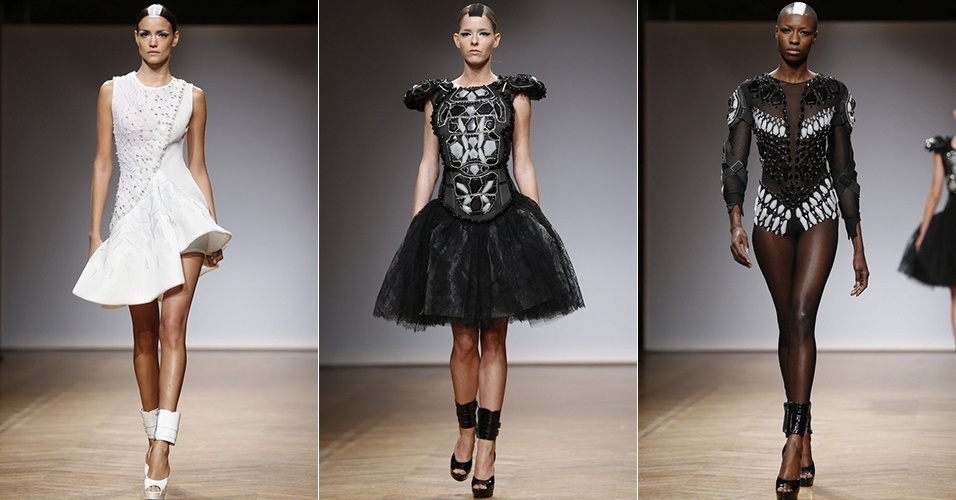 20 jan. 2014 - Modelos desfilam looks da On Aura Tout Vu para o Verão 2014 durante a semana de alta-costura de Paris - Yoan Valat/EFE