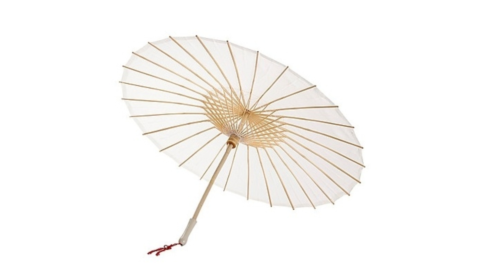 Sombrinha branca de algodão; da Light In The Box (www.lightinthebox.com/pt), por R$ 49,21. Disponibilidade e preço pesquisados em janeiro de 2014 e sujeitos a alteração - Divulgação