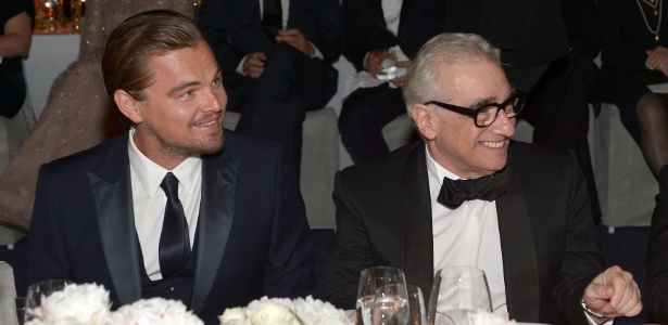 2.nov.2013 - Leonardo DiCaprio e Martin Scorsese durante jantar em homenagem ao diretor - Charley Gallay/Getty Images