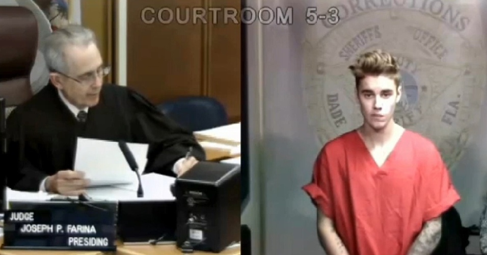 23.jan.2014 - Justin Bieber compareceu ao tribunal. Ele foi condenado a pagar fiança de US$ 2.500