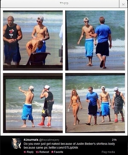 26.jan.2014 - Fã flagra Justin Bieber curtindo praia no Panamá, dias após ser detido pela polícia