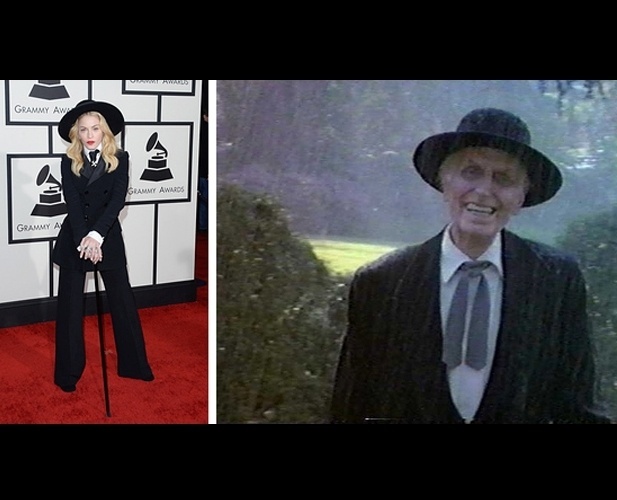 26.jan.2014 - Madonna aposta em terninho e chama a atenção em Grammy