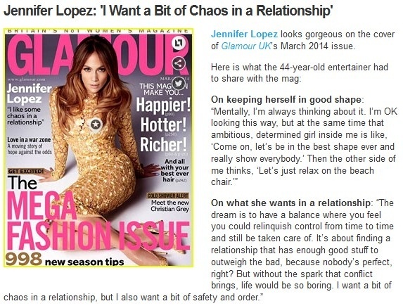 27.jan.2014 - Jennifer Lopez é capa da edição inglesa da revista Glamour
