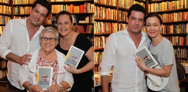 Thiago Picchi com Hilda Rebello, Elizabeth Savalla e Júlia Lemmertz no lançamento de seu livro em janeiro