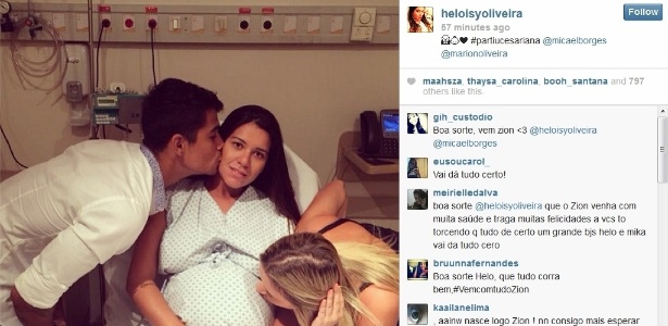 No Instagram, Heloisy mostrou uma foto minutos antes do parto