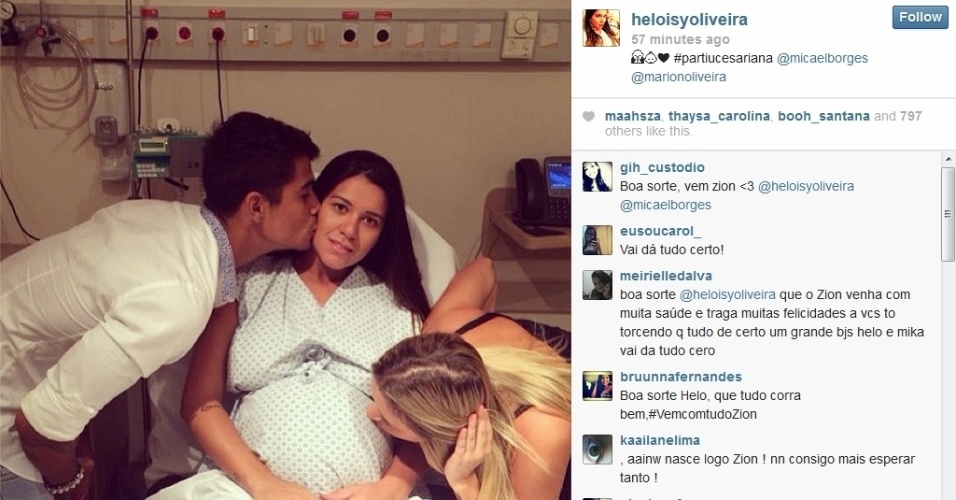 30.jan.2014 - Grávida, namorada de Micael Borges dá entrada na maternidade