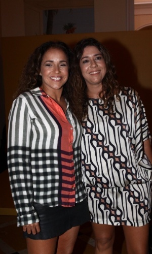 2.fev.2014 - Daniela Mercury e a mulher, Malu Verçosa, na festa da novela "Em Família"