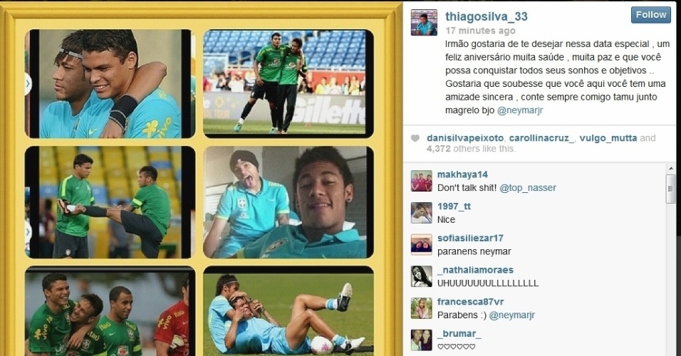 5.fev.2014 - Famosos parabenizam Neymar pelo aniversário e publicam fotos com o jogador