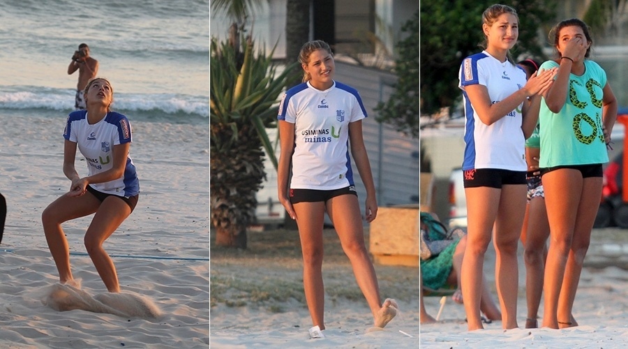 5.fev.2014 - Sasha, filha da apresentadora Xuxa, jogou vôlei na praia da Barra da Tijuca, zona oeste do Rio