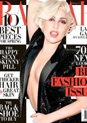 6.fev.2014 - Lady Gaga estampa capa da revista "Harper"s Bazaar" e revela que sofreu depressão no final de 2013 - Reprodução