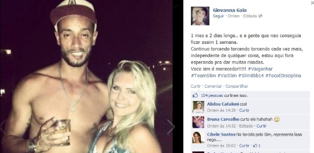 6.fev.2014- Giovanna e Slim estavam juntos há três meses antes do rapper entrar na caa