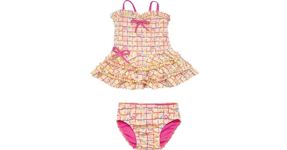 Conjunto de praia. Disponível nos tamanhos um a três. Da marca Lilica Ripilica (www.lilicaetigor.com), R$ 129,90. Preço consultado em fevereiro de 2014 e sujeito a alterações - Divulgação