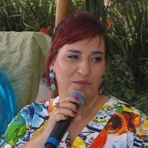 Simone Gutierrez durante participação no "Encontro"