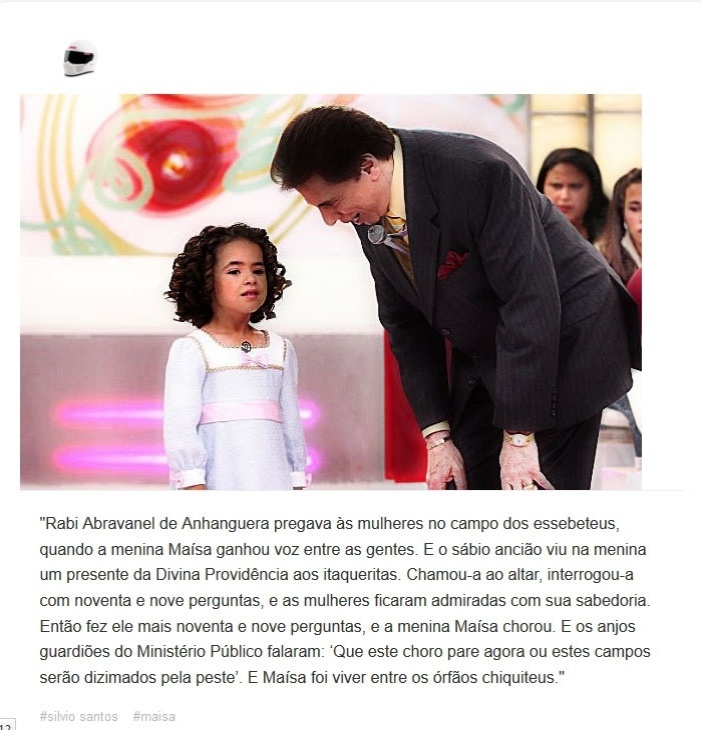 Versículo sobre episódio em que Silvio Santos fez Maísa chorar no palco