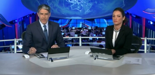 14.fev.2014 - William Bonner e Patrícia Poeta no "Jornal Nacional"