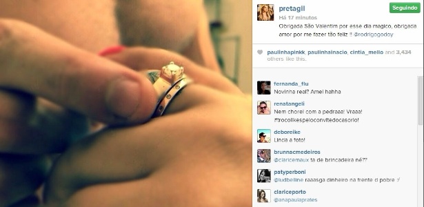 Preta Gil está noiva de Rodrigo Godoy