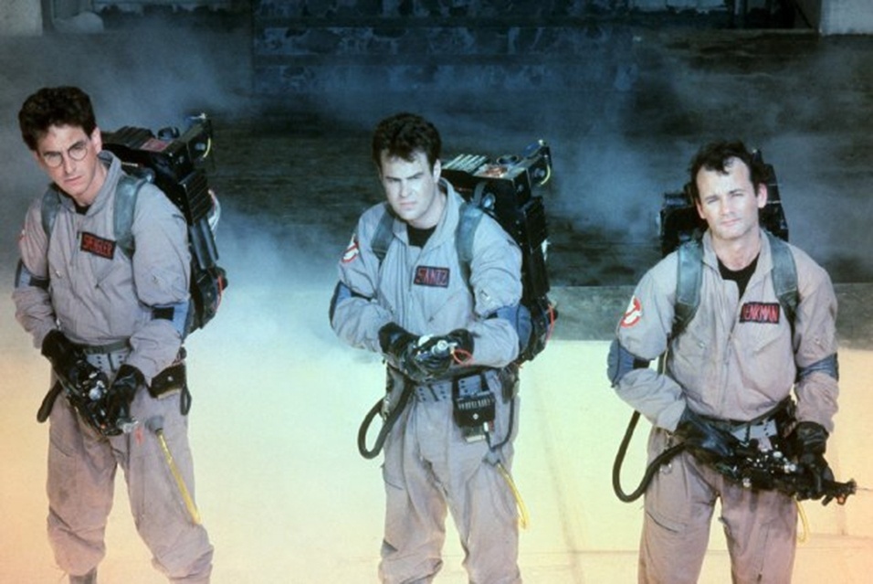 Harold Ramis, Dan Aykroyd e Bill Murray em cena de "Os Caça-Fantasmas" (1984) - Divulgação