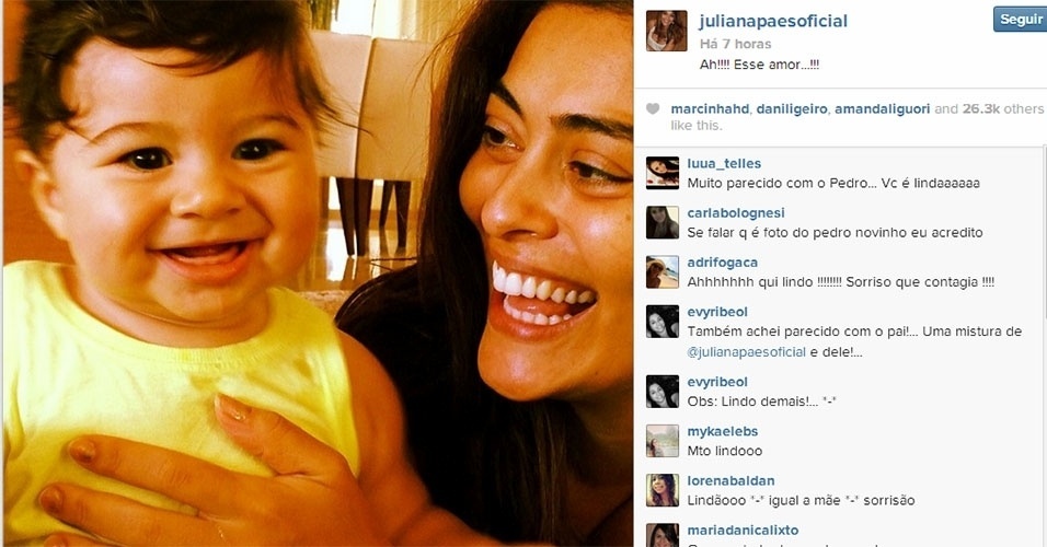 25.fev.2014 - Juliana Paes postou em seu Instagram uma foto com o filho Antônio, de pouco mais de seis meses. "Ah, esse amor", escreveu na legenda da imagem