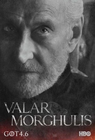 Charles Dance como Tywin Lannister no poster da quarta temporada da série "Game of Thrones" com o slogan Valar Morghulis, que significa - "Todos os homens deve morrer"