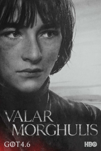 Isaac Hempstead Wright como Bran Stark no poster da quarta temporada da série "Game of Thrones" com o slogan Valar Morghulis, que significa - "Todos os homens deve morrer"