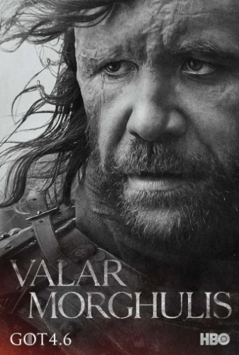 Rory McCann como Sandor Clegane no poster da quarta temporada da série "Game of Thrones" com o slogan Valar Morghulis, que significa - "Todos os homens deve morrer"