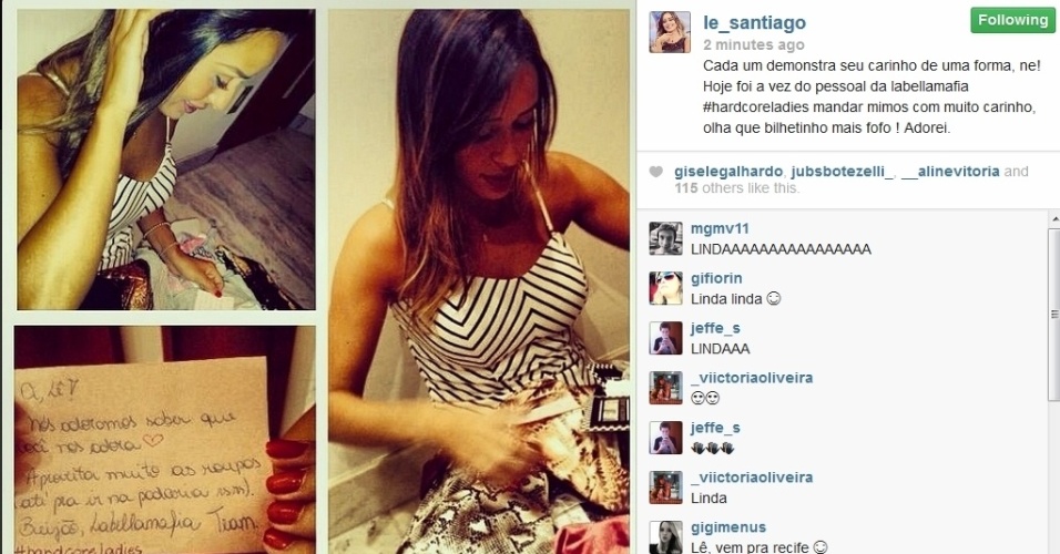 27.fev.2014- Letícia agradece o carinho dos fãs no Instagram: 