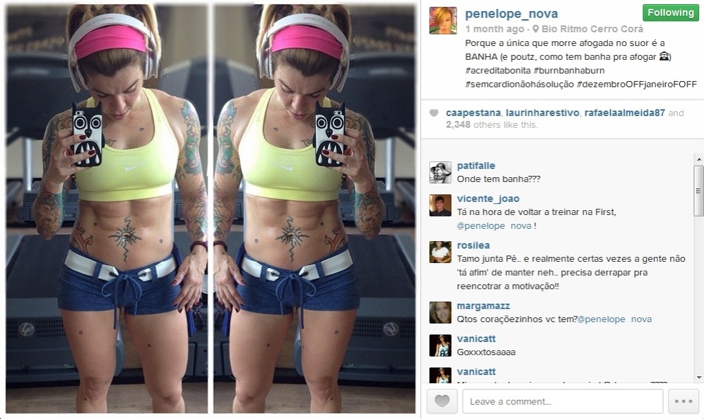 Jan.2014 - Penélope Nova mostra tanquinho no instagram