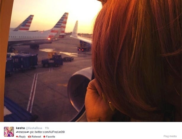 Após deixar reabilitação, Kesha mostra foto em aeroporto - Reprodução/Twitter