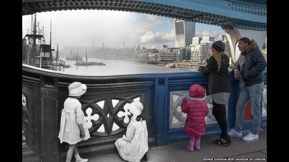 O Museu de Londres divulgou montagens de imagens históricas de pontos conhecidos da capital britânica "completadas" com fotos atuais, mostrando a transformação desses locais - London Museum
