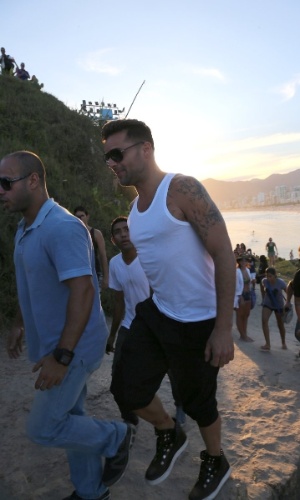 11.mar.2014 - Ricky Martin visitou a Pedra do Arpoador,  localizada na zona sul do Rio
