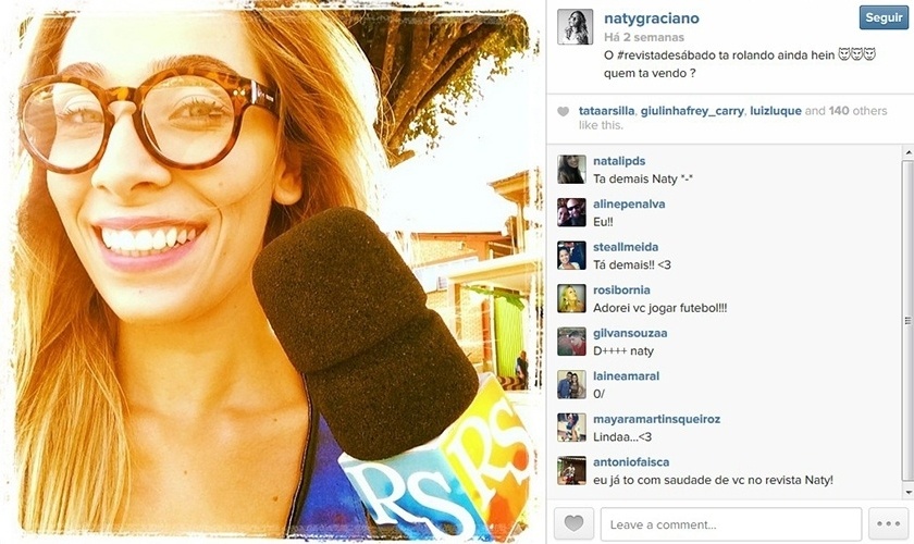 Naty Graciano é a nova repórter do "CQC". Ela é a substituta de Mônica Iozzi, que agora está na Globo