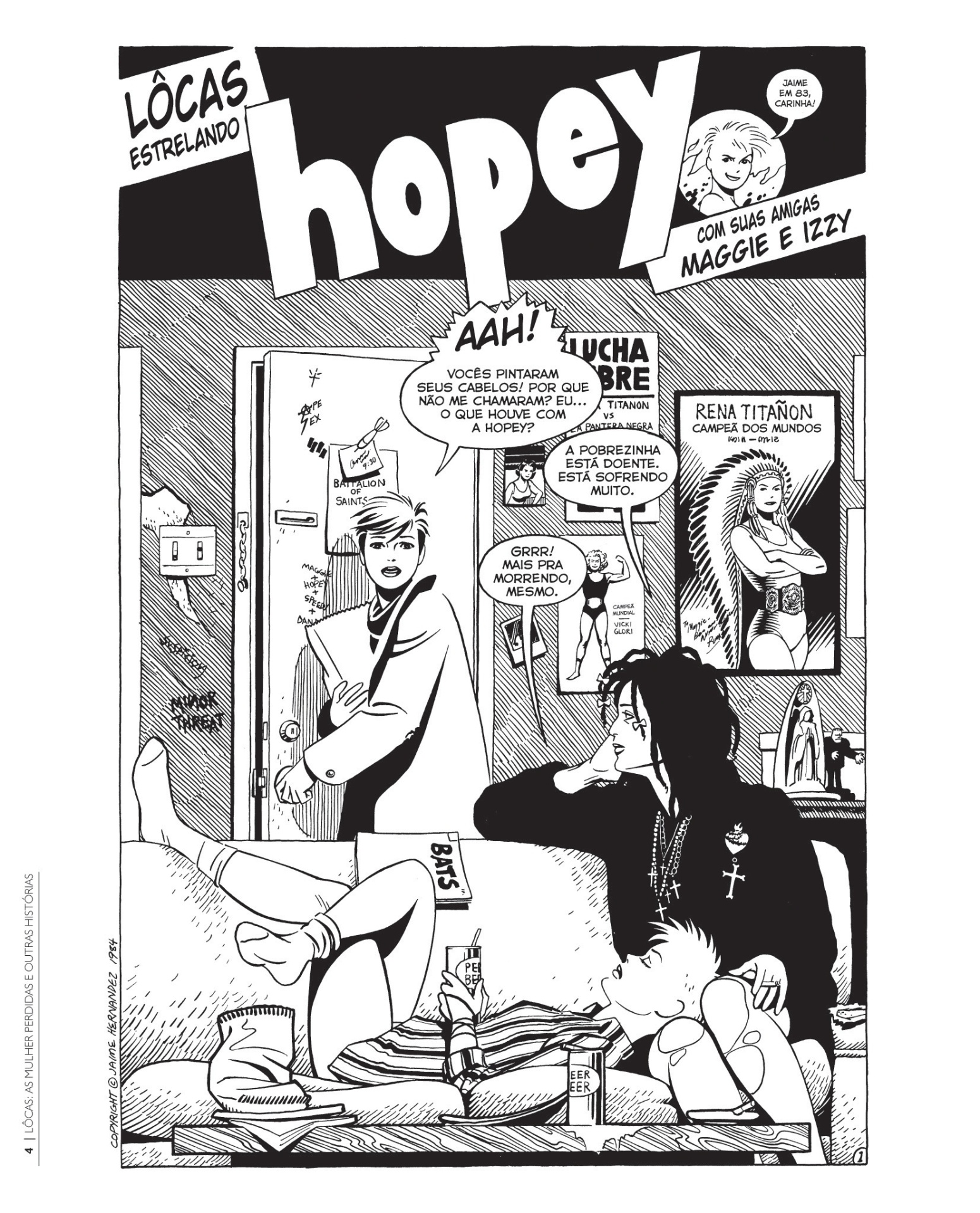 Página da HQ "Lôcas", de Jaime Hernandez - Divulgação/Gal Editora
