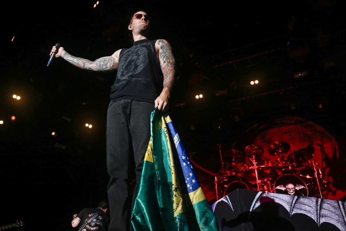 12.mar.2014 - Após seis meses da última visita ao Brasil, no Rock in Rio 2013, a banda Avenged Sevenfold dá início a nova temporada de shows no país no Espaço das Américas, em São Paulo - Photo Rio News