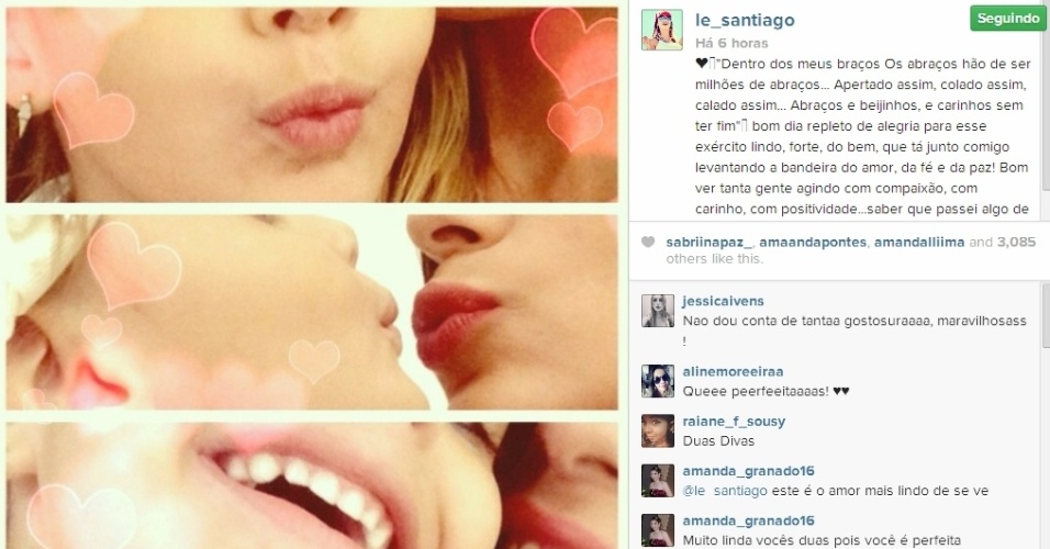 13.mar.2014 - Letícia publica foto ao lado da filha e se declara: 
