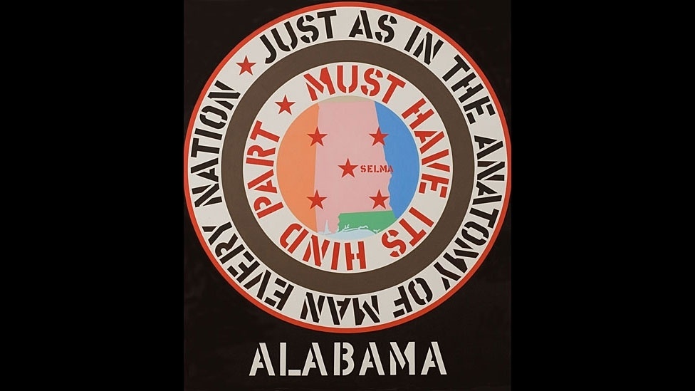 Obras da série "Confederacy" (Confederação), de Robert Indiana, são uma crítica ao racismo vigente na época no Alabama, Mississippi, Flórida e Louisiana - © 2013 Morgan Art Foundation / Artists Rights Society (ARS), New York