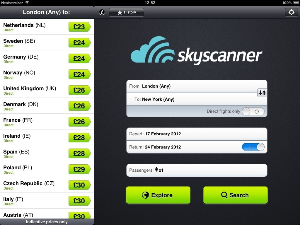 Para começar a viajar. O aplicativo Skyscanner (www.skyscanner.com.br) faz comparação de preços de passagens aéreas em mais de mil companhias, inclusive as brasileiras. Este serviço gratuito oferece opções de passagens mais econômicas de acordo com os dias da semana, bilhetes em promoção e filtros por horários e até por programa de fidelidade. Disponível para IOS e Android. Grátis. - Reprodução