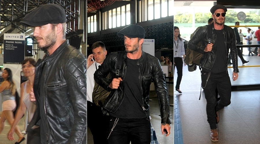 17.mar.2014 - David Beckham circulou pelo aeroporto de Guarulhos, em São Paulo. O ex-jogador embarcou de volta para Londres. Beckham esteve no Brasil para gravar comercial de moto do qual é garoto propaganda