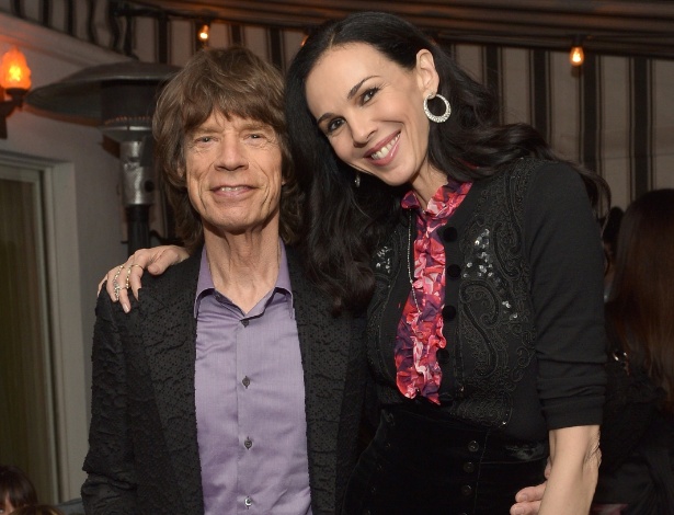 19.nov.2013 - Mick Jagger e L'Wren Scott em festa da Banana Republic, em Los Angeles