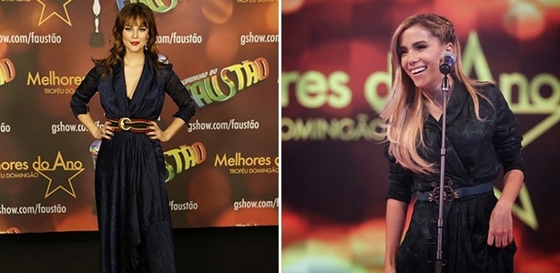 A atriz Paolla Oliveira e a cantora Anitta no prêmio "Melhores do Ano" com vestidos quase idênticos da grife Têca por Helô Rocha - Agnews/ Reprodução TV Globo