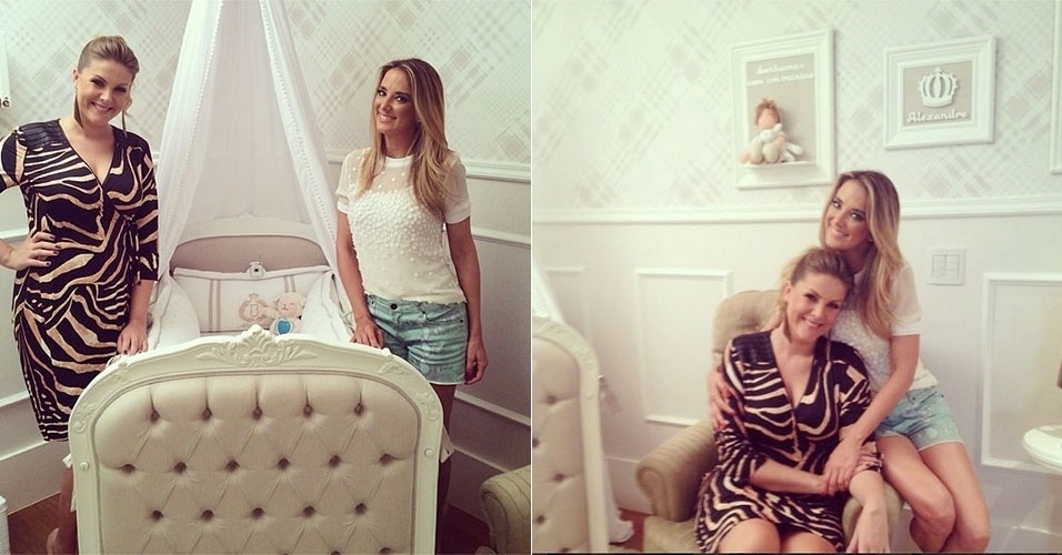 21.mar.2014 - Ticiane Pinheiro visita Ana Hickmann e mostra o quarto do bebê da apresentadora