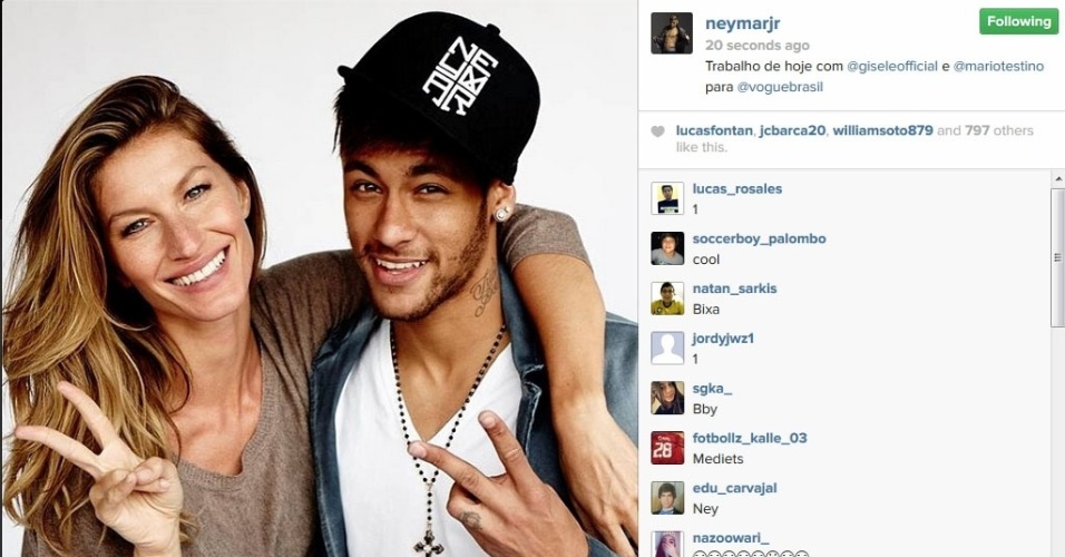 24.mar.2014 - Neymar e Gisele Bündchen posam para a "Vogue Brasil"
