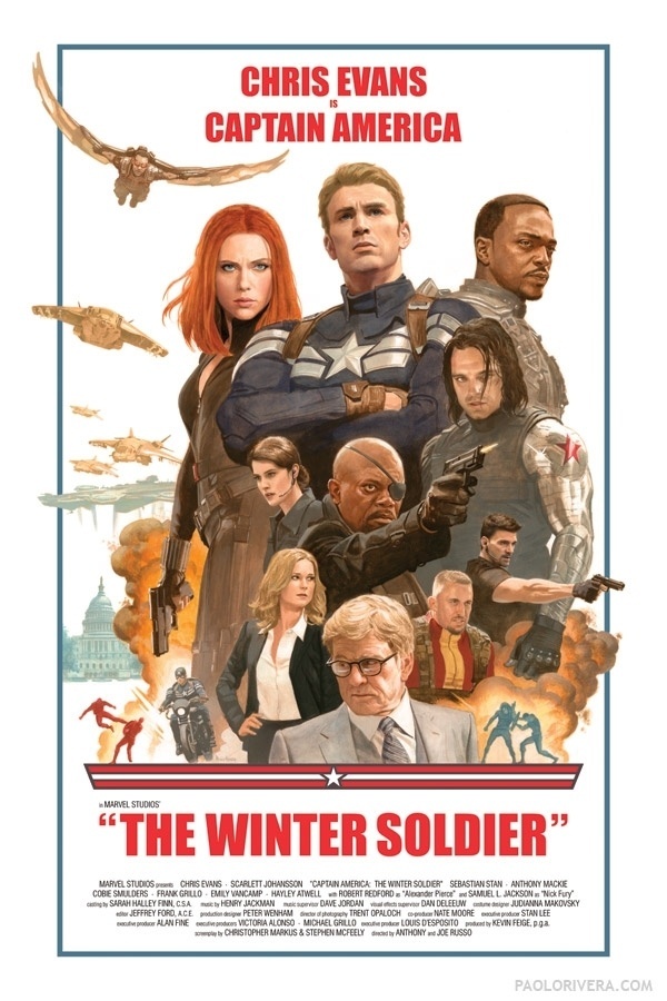 Poster retrô de "Capitão América 2 - O Soldado Invernal", Steve Rogers (Chris Evans) - Reprodução