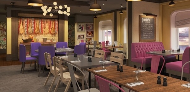 Interior do restaurante de Jamie Oliver que será aberto no Quantum of the Seas em novembro - Divulgação/Royal Caribbean