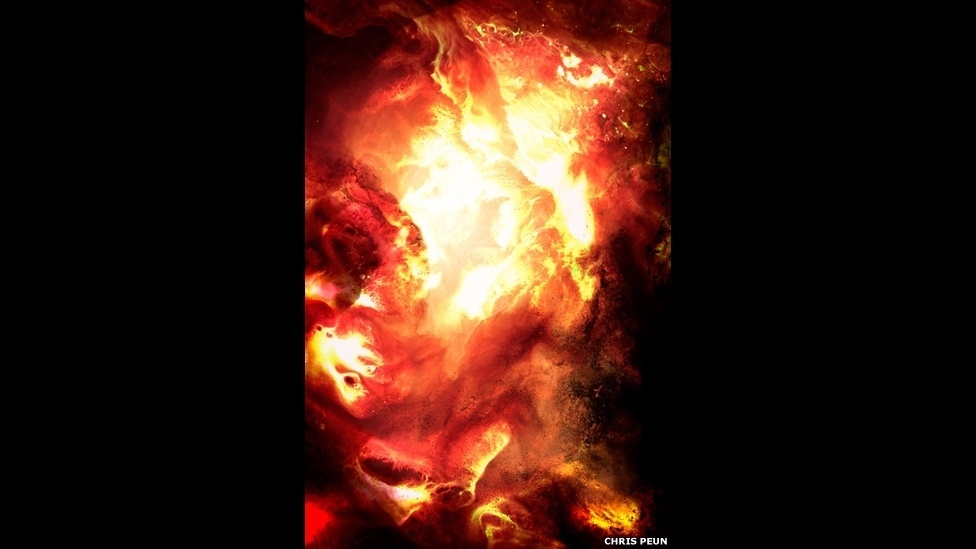 O fotógrafo britânico Chris Peun fez uma série de imagens recriando "galáxias escondidas" a partir de químicos encontrados em casa, como tintas acrílicas e solventes - Chris Peun