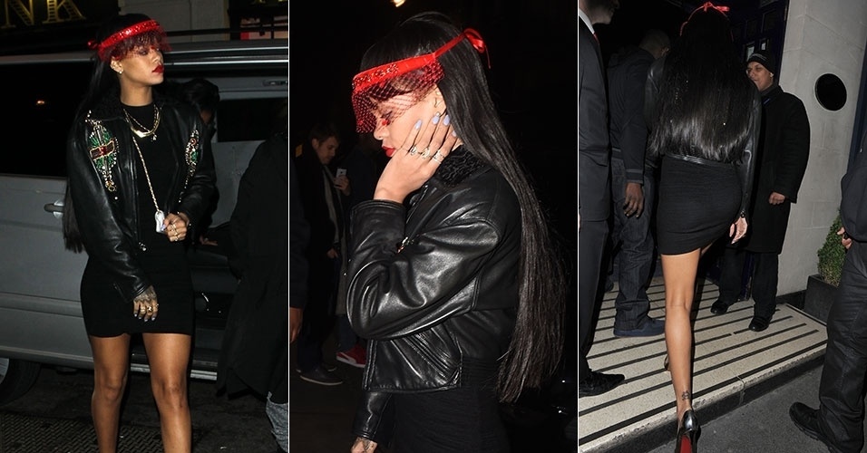 27.mar.2014 - Rihanna é vista chegando à boate Tramps, em Londres, pela segunda noite seguida, mas desta vez sem a companhia de Drake. O cantor estava em outra balada, em West End