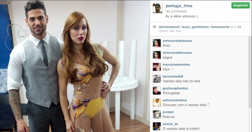 01.abr.2014 - Rodrigo posta foto com Aline e escreve: 