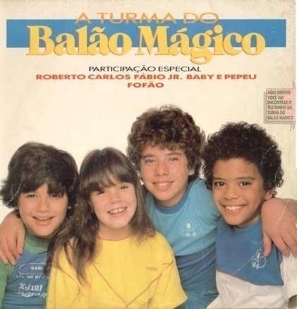 Capa do disco da Turma do Balão Mágico com Mike Biggs, Simony, Jairzinho e Tob