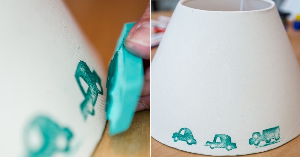 Repita o processo na cúpula de abajur com os outros carimbos, alternando os desenhos - Leandro Moraes/UOL